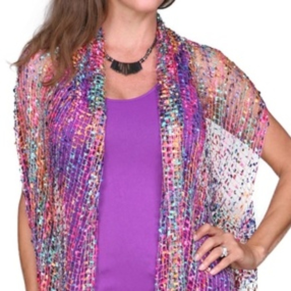 Hot Pink Multi Colored Confetti Vest - Picture 2 of 4